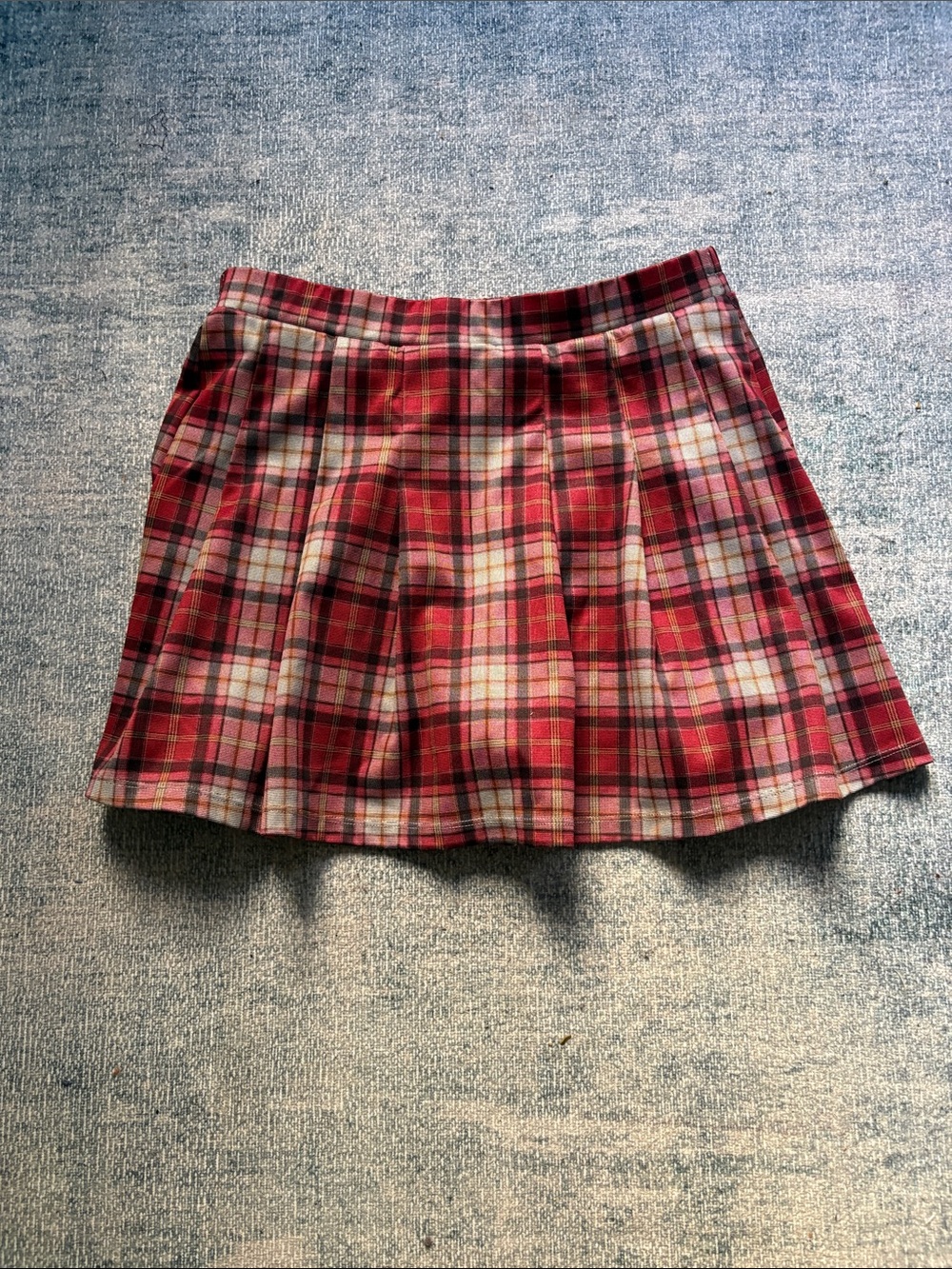 Halara Plaid Red Pleated Mini Skirt